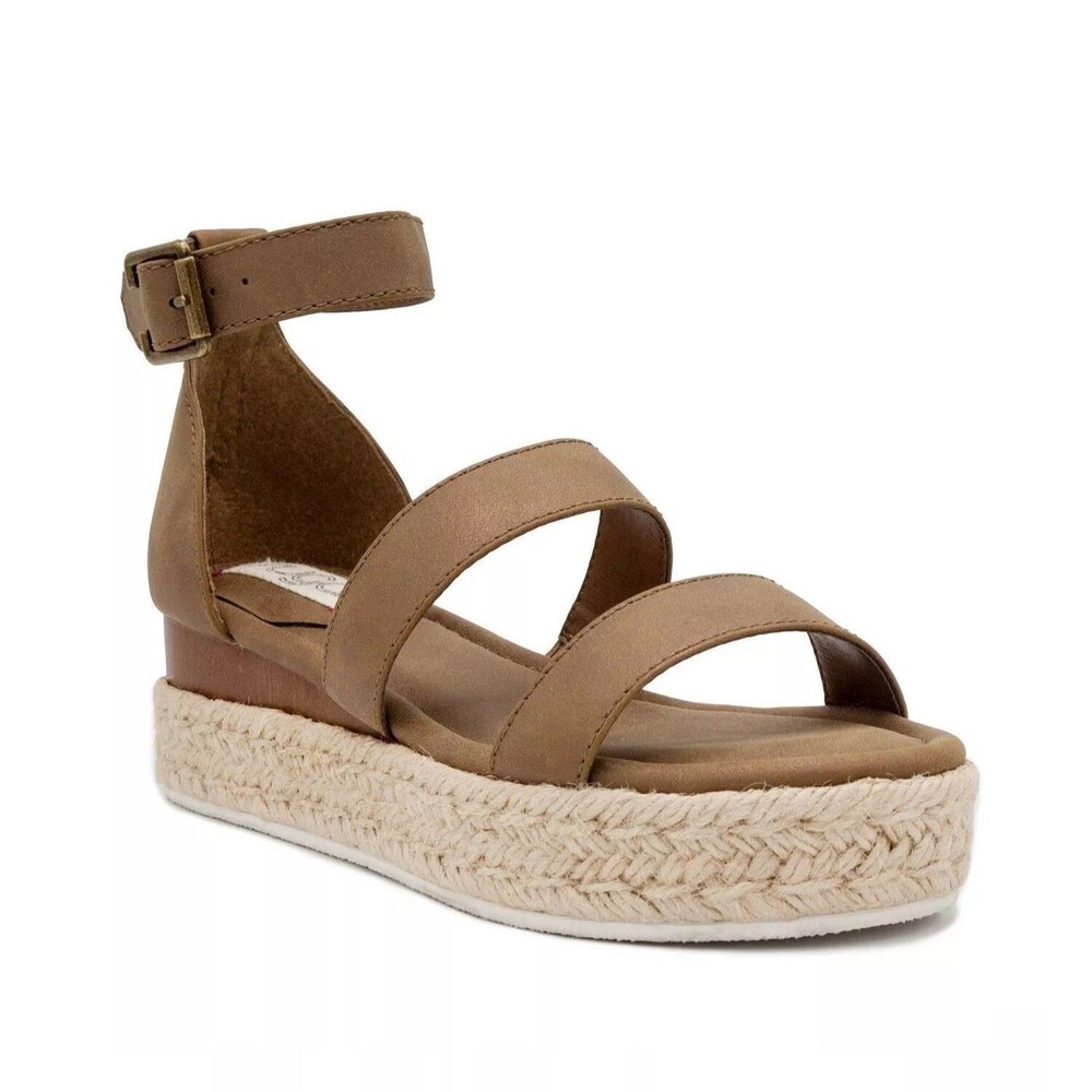 Sugar Womens 8 M Brown Cognac Burnish Strappy Platform Sandals NIB YB1